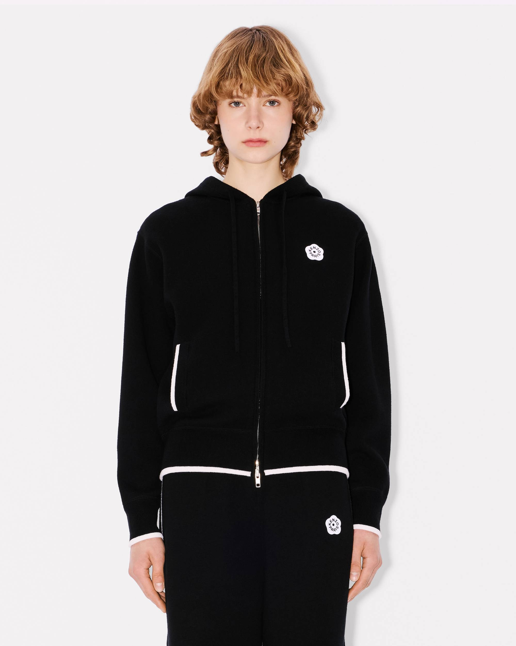 'Boke Flower 2.0' embroidered zip-up hoodie in cotton and wool - 3