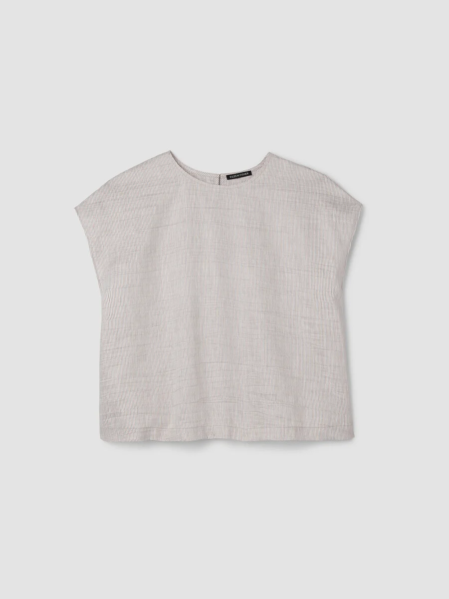 Striped Linen Nylon Sheen Square Top - 1