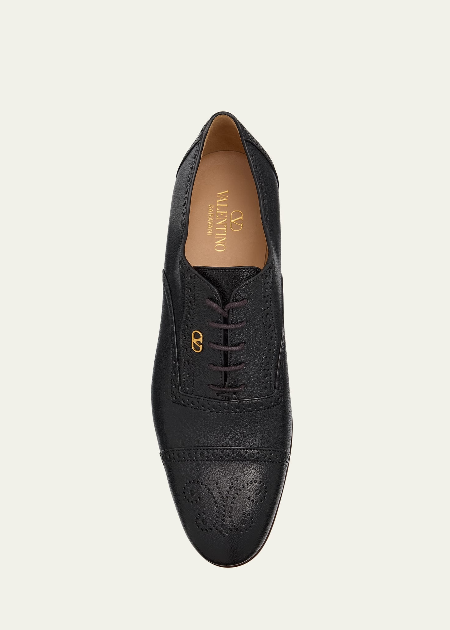 Men's Brogue Cap-Toe Leather Oxfords - 5