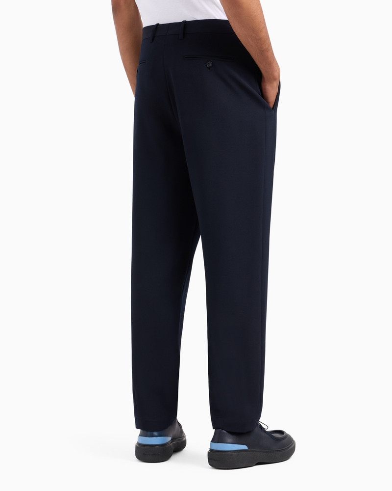 Single-pleat stretch virgin wool trousers 3