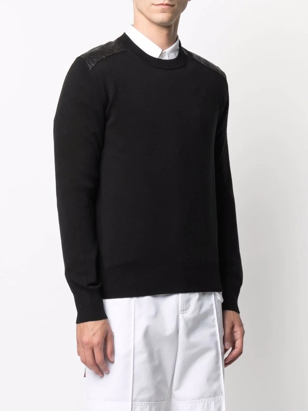 embossed-patch fine-knit jumper - 3