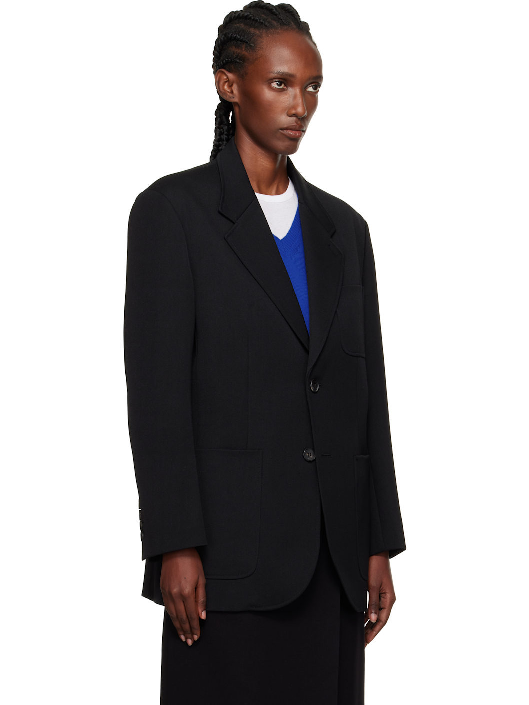 Black Oversized Wool Blazer - 2