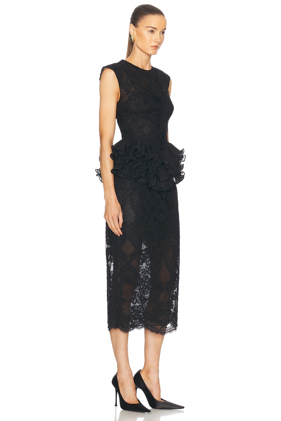 Crush Lace Frill Midi Dress - 2
