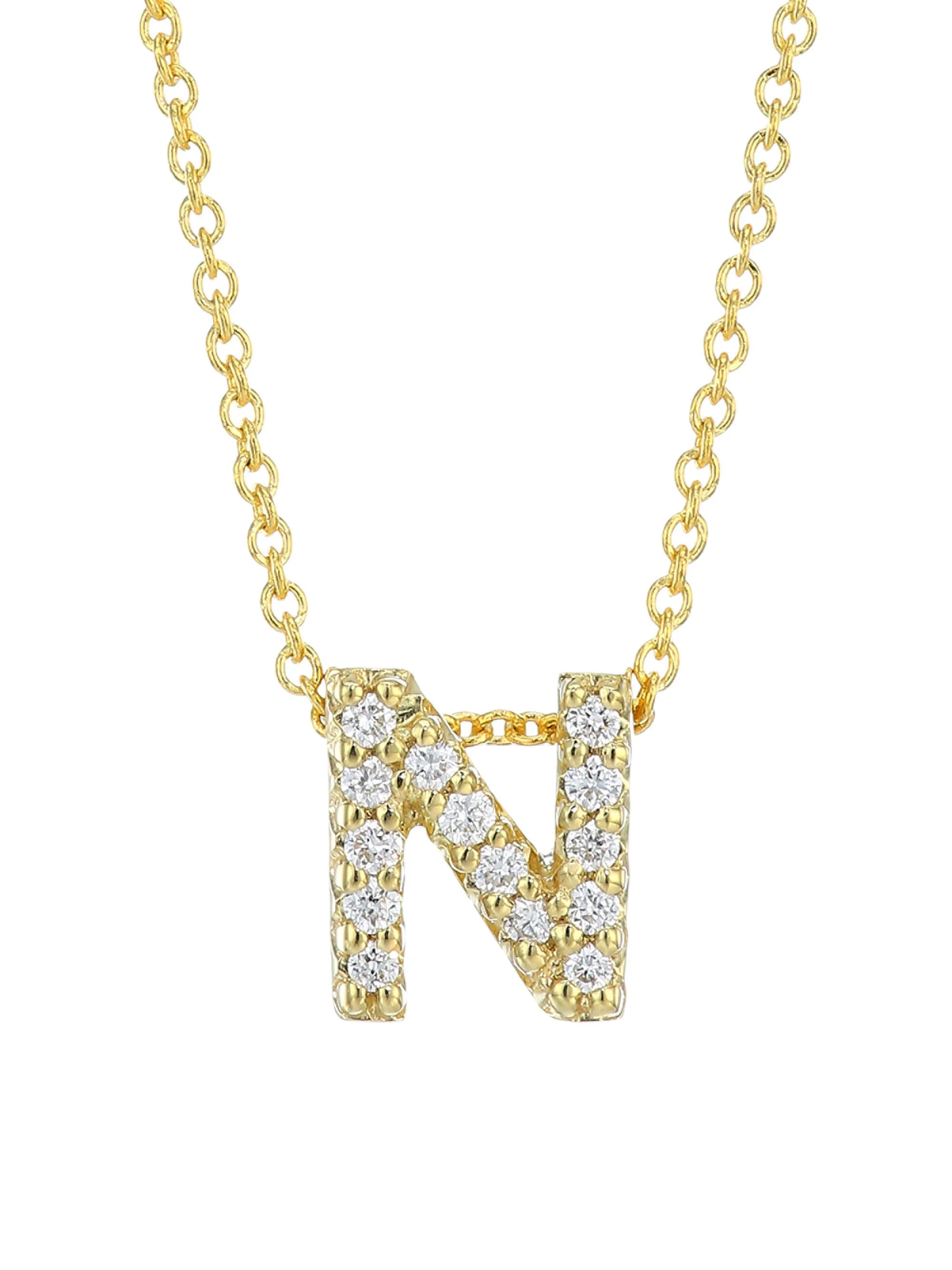 Women's Tiny Treasures Diamond & 18K Yellow Gold Initial Necklace - Initial N - 1
