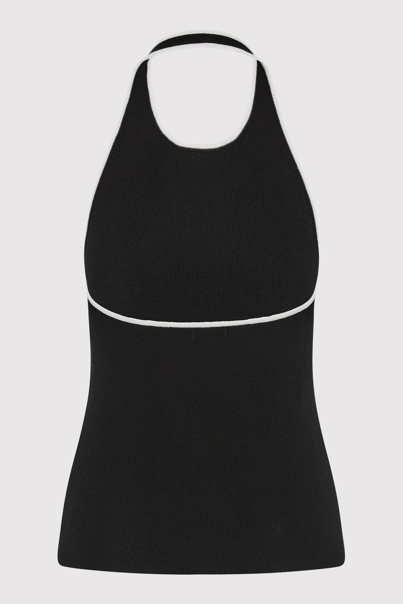 ST. AGNI Fine Line Halter Top - Black outlook