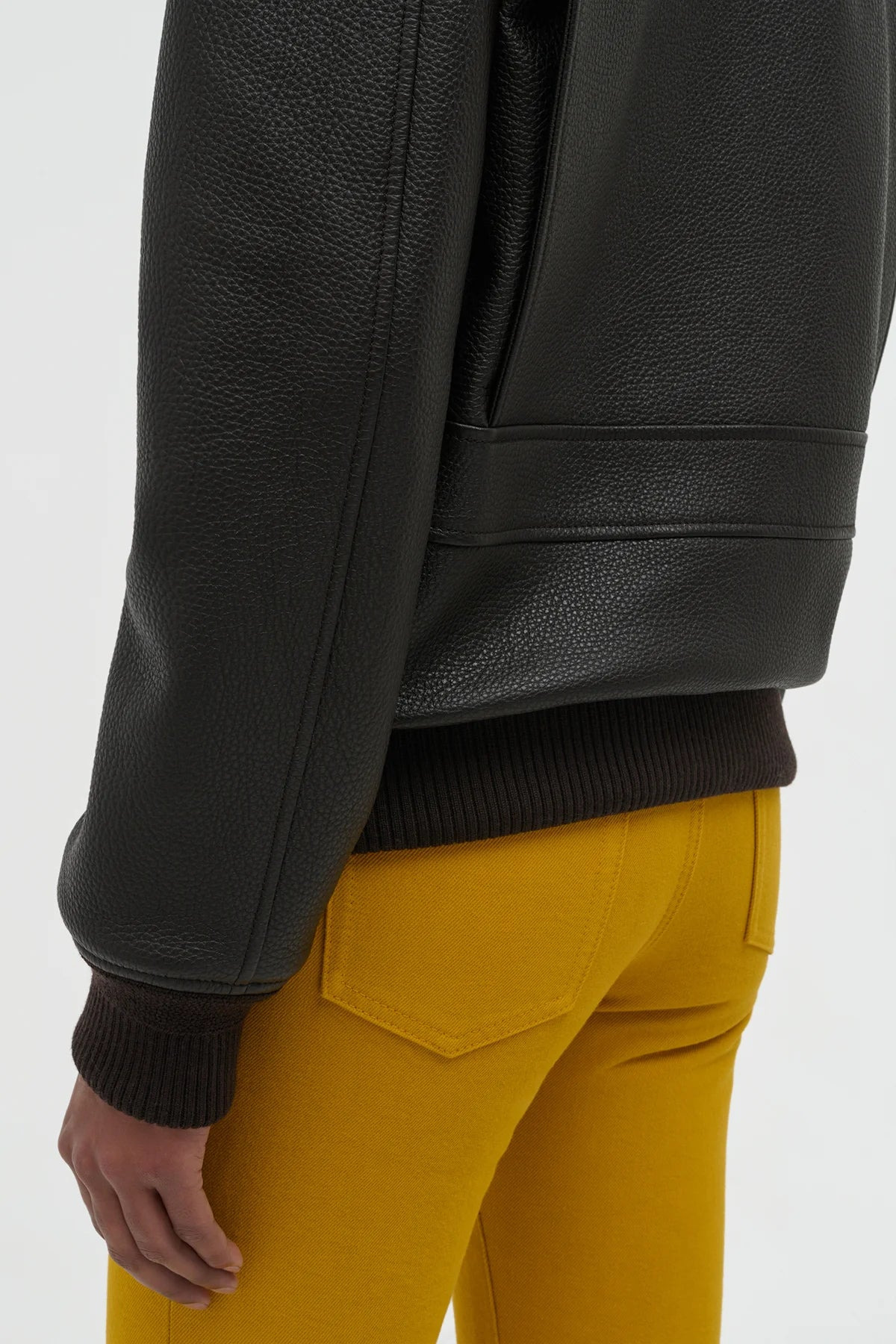Grant Jacket in Ebony Textured Leather and Shearling - 10
