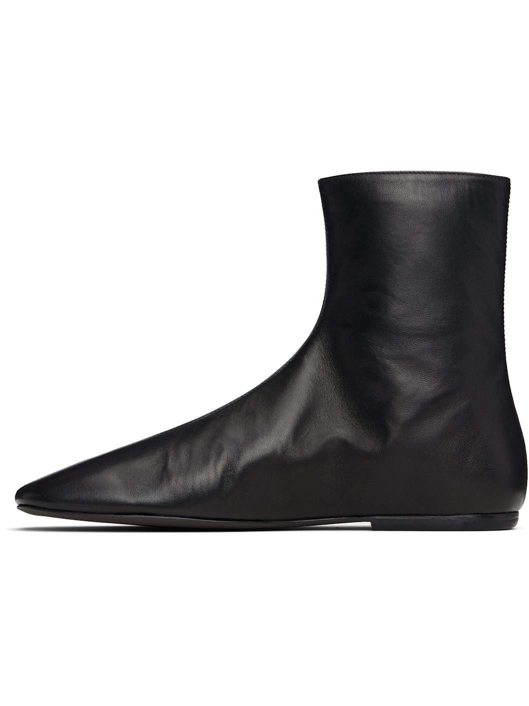 Black Leather Sock Boots - 3