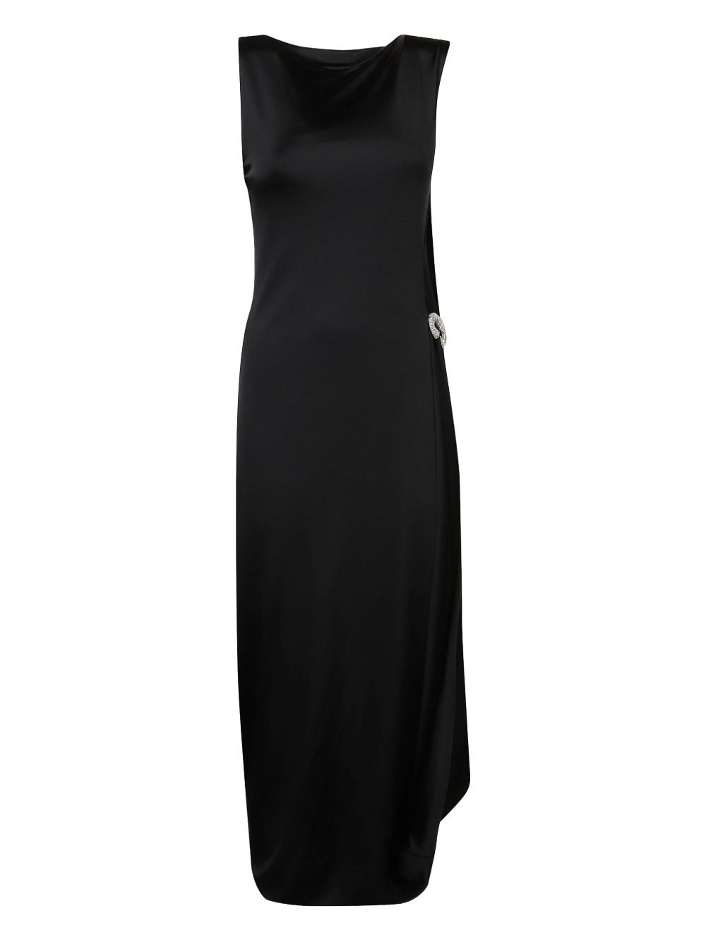 crystal-embellished draped midi dress - 1