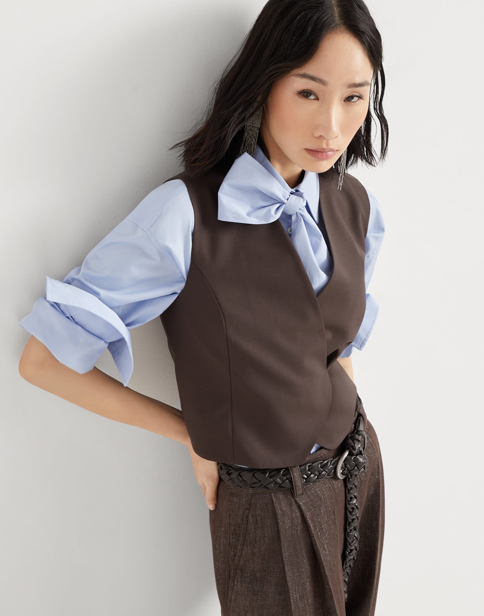 Tropical luxury wool vest with monili - 4