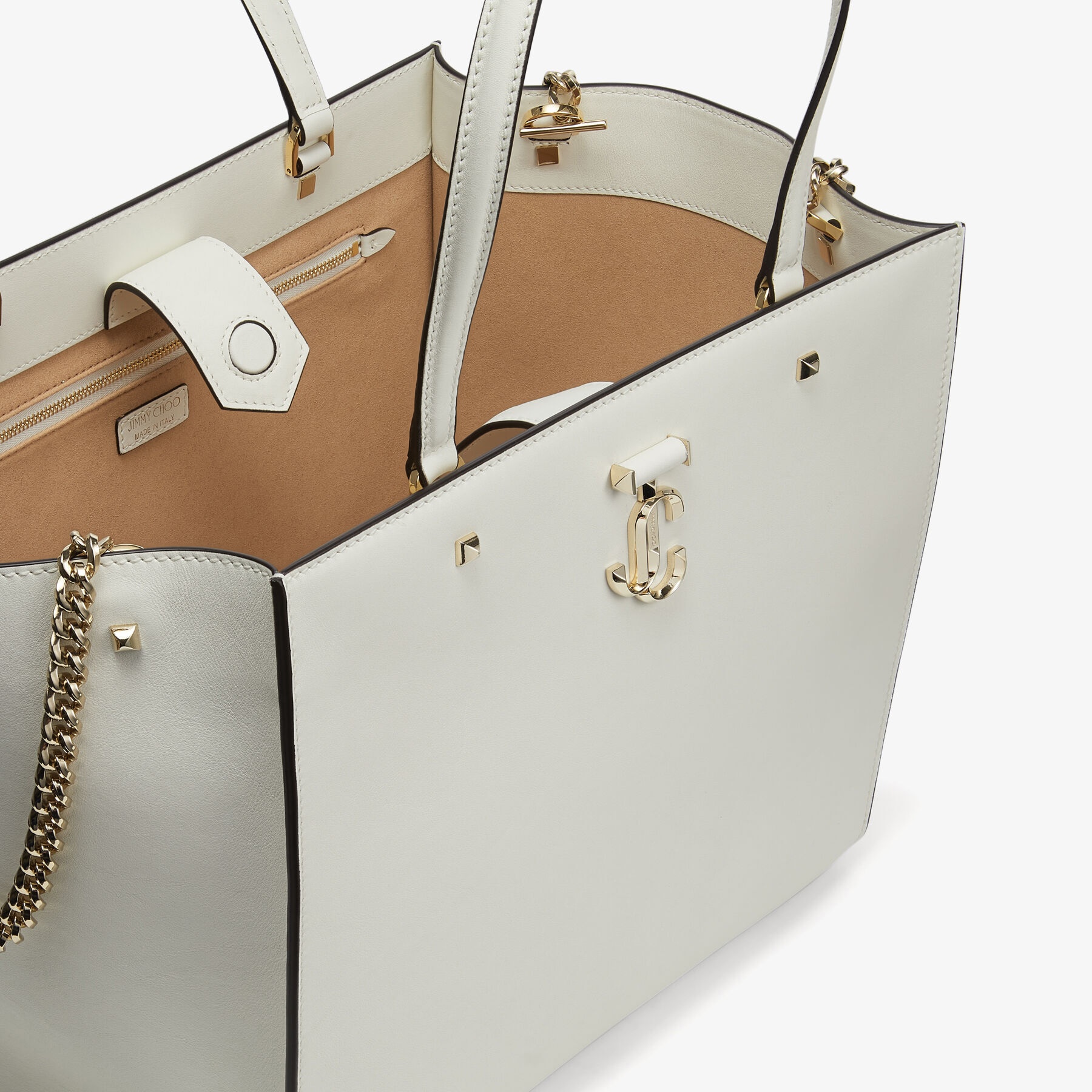 Varenne Tote Bag
Latte Fine Shiny Calf Leather Tote Bag with Light Gold JC Emblem - 3