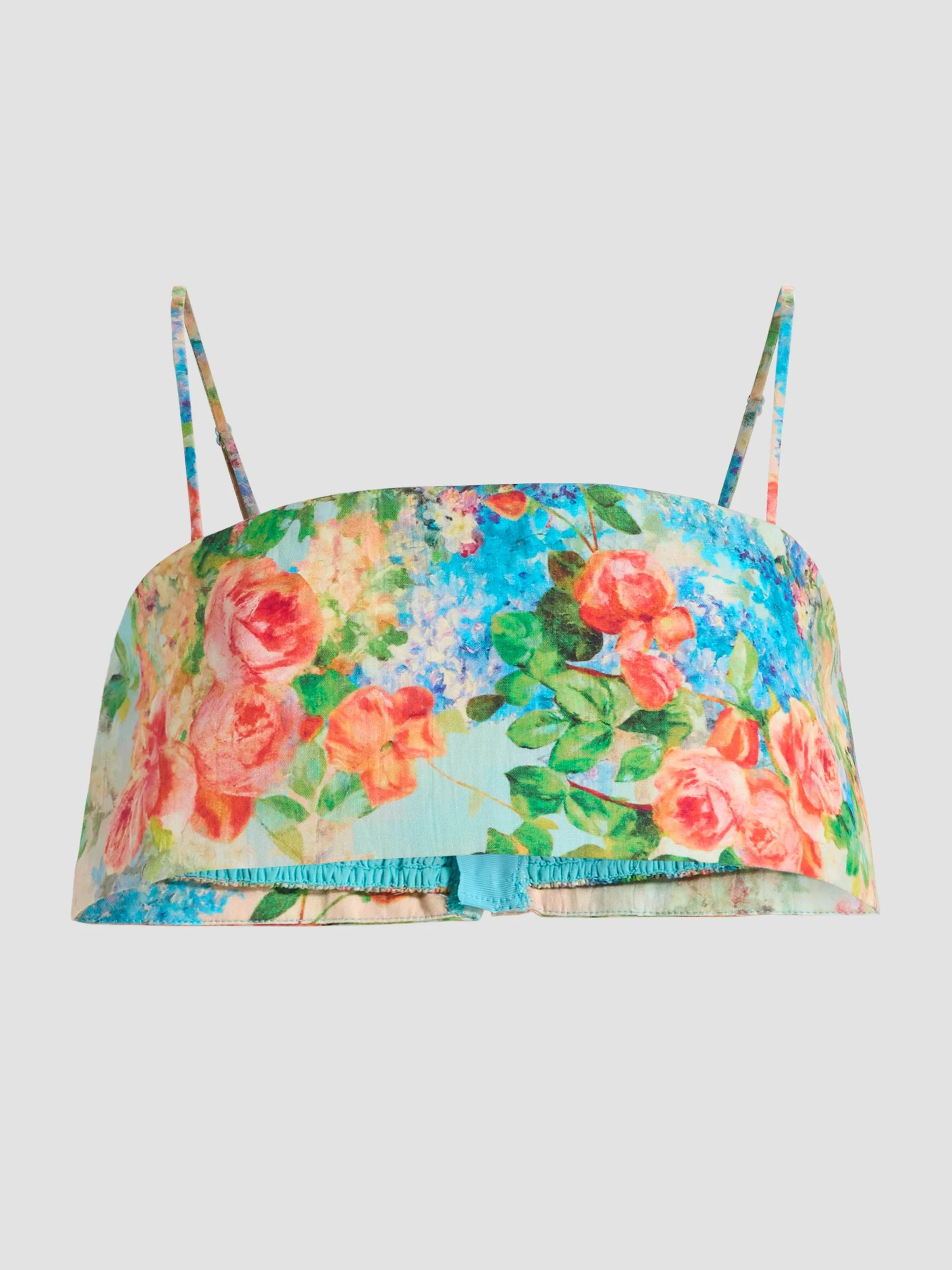 Women's Floral Linen-Cotton Crop Top - Multi - 1