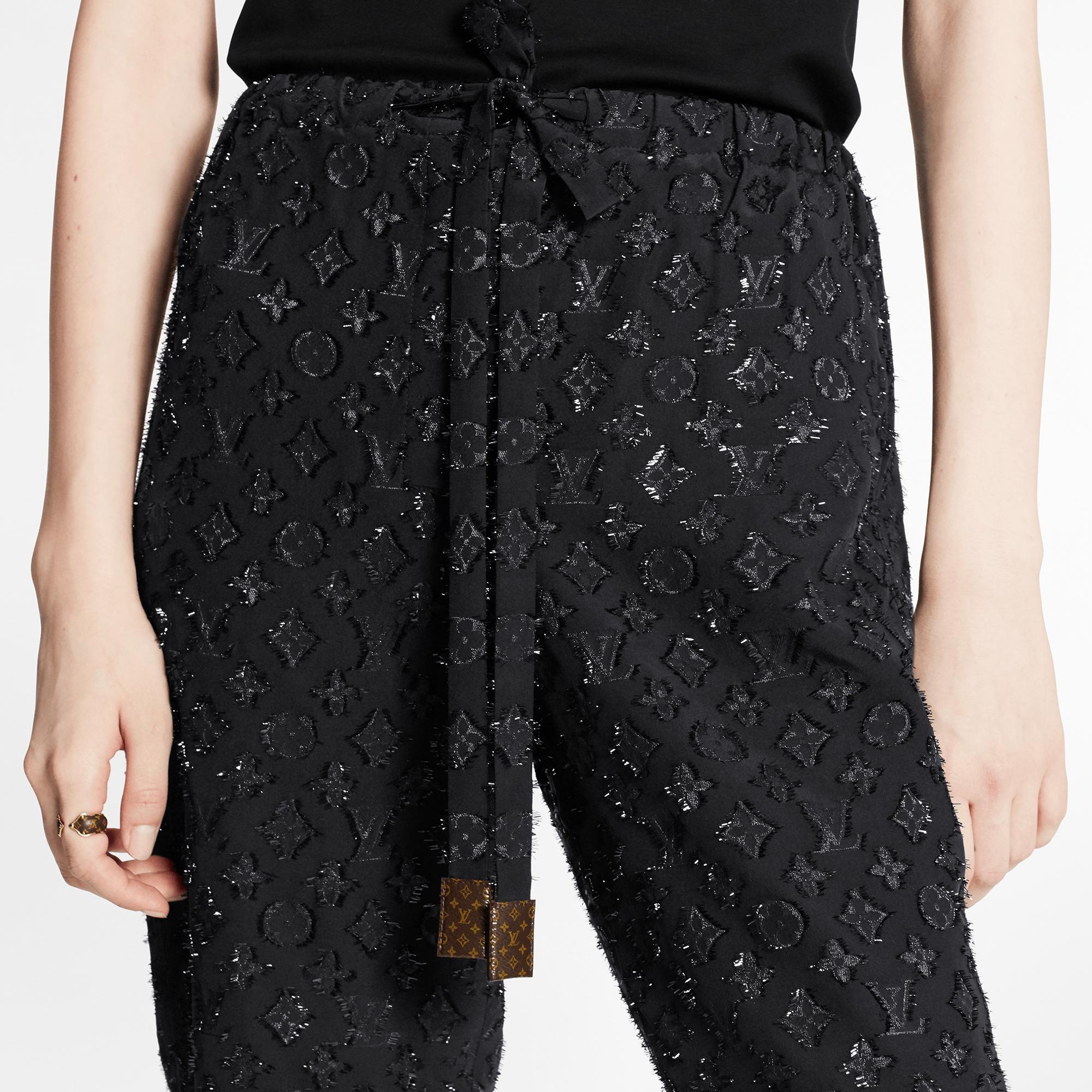 Black Pajama Pants In Monogram Lurex Jacquard - 3