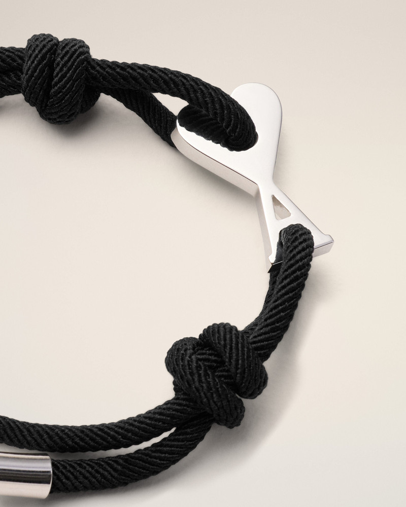 BLACK CORD SILVER BRASS AMI DE COEUR BRACELET 3