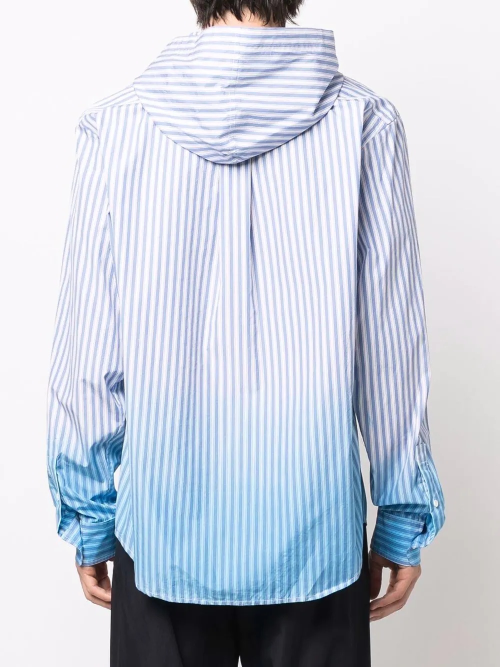 ombre striped hooded shirt - 4