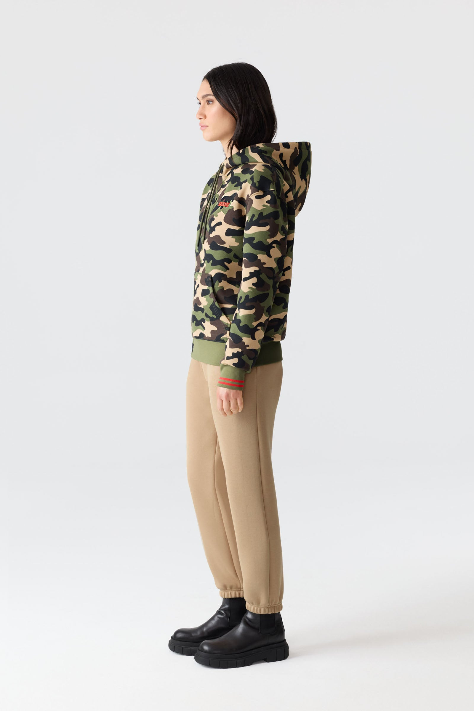 KRYSTIANA-CAMO Double-Face Jersey Hoodie with Camo Print - 3