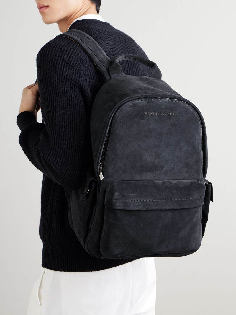 Brunello Cucinelli Suede Backpack Blue outlook