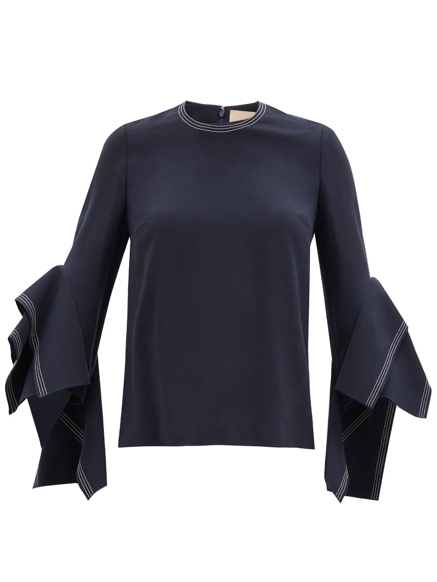 Rana fluted-cuff crepe blouse - 1