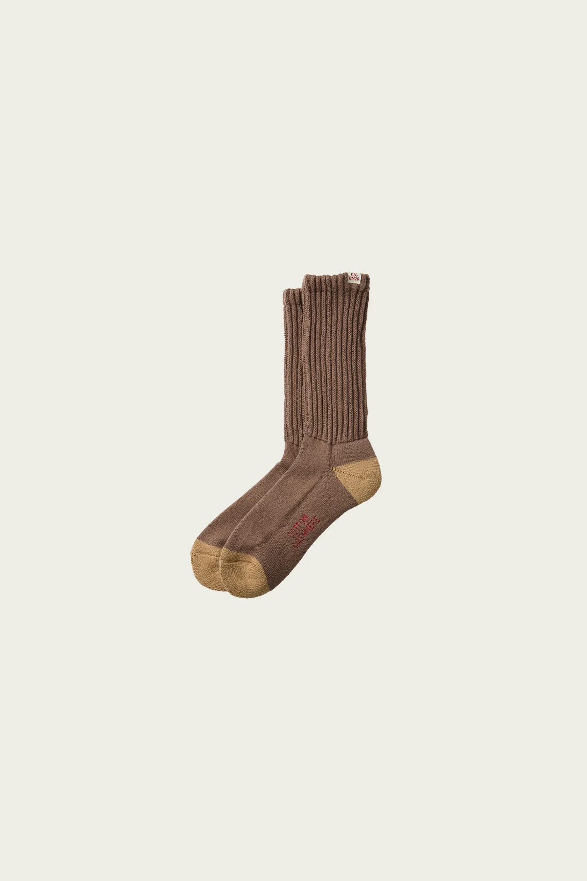 Everyday Cashmere Loose Pile Crew Socks - Taupe / Khaki - 1