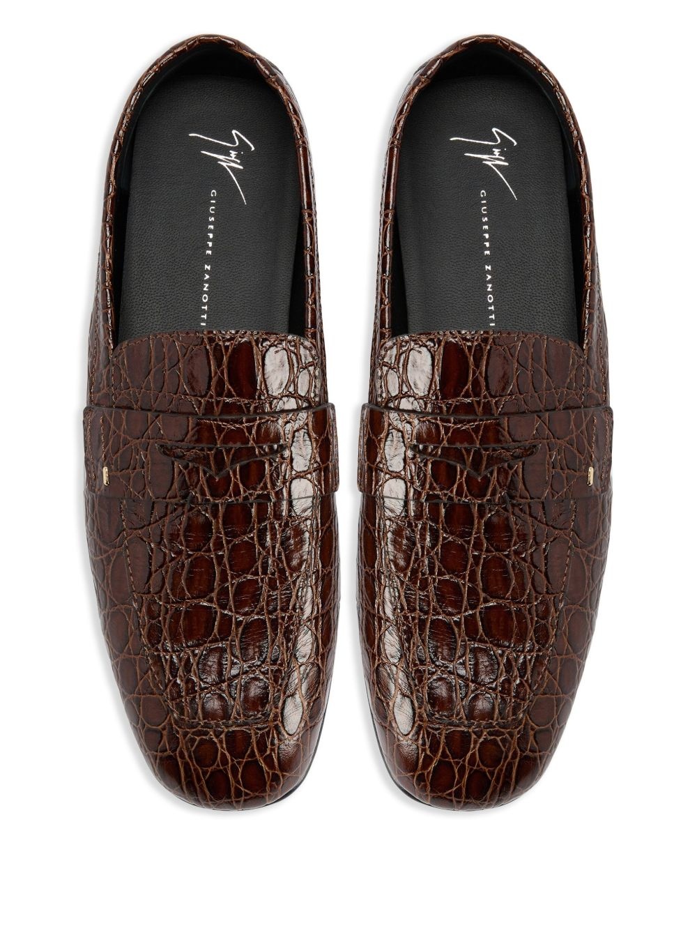 crocodile-embossed loafers - 4