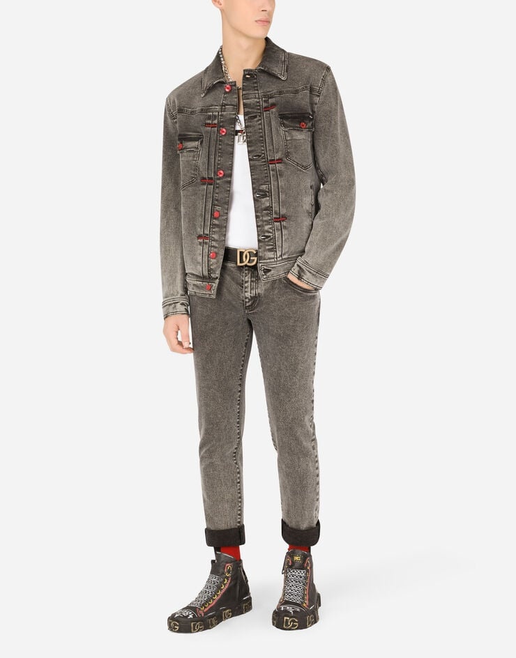 Gray wash stretch denim jacket - 6