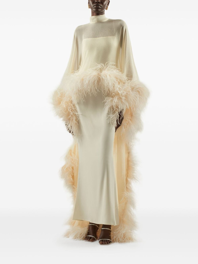 Taller Marmo feather-embellishment maxi dress outlook