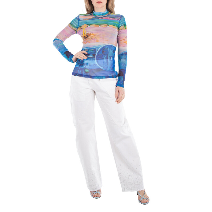 JW Anderson Graphic-Print Roll-Neck Knitted Top - 4