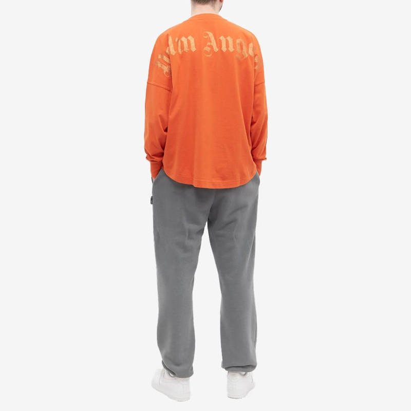Palm Angels Palm Angels Long Sleeve Glitter Mock Neck Logo Oversized T-Shirt outlook
