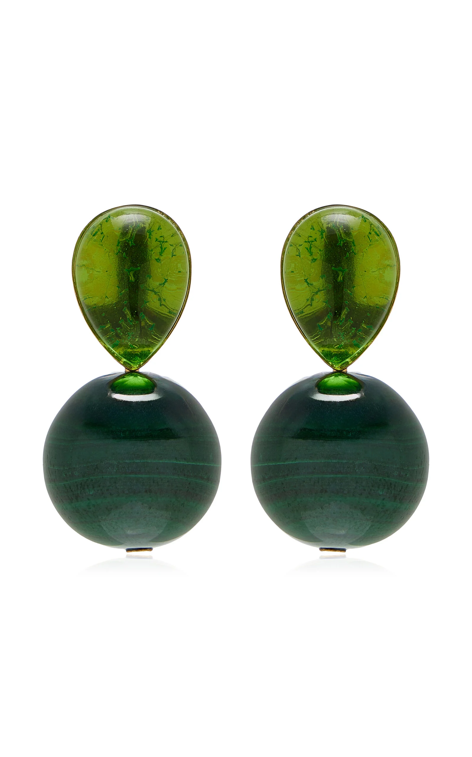 Allison 18K Gold-Plated Citrine And Malachite Earrings - 1