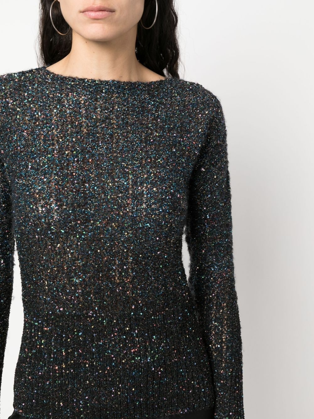 sequin-embellished knitted jumper - 5