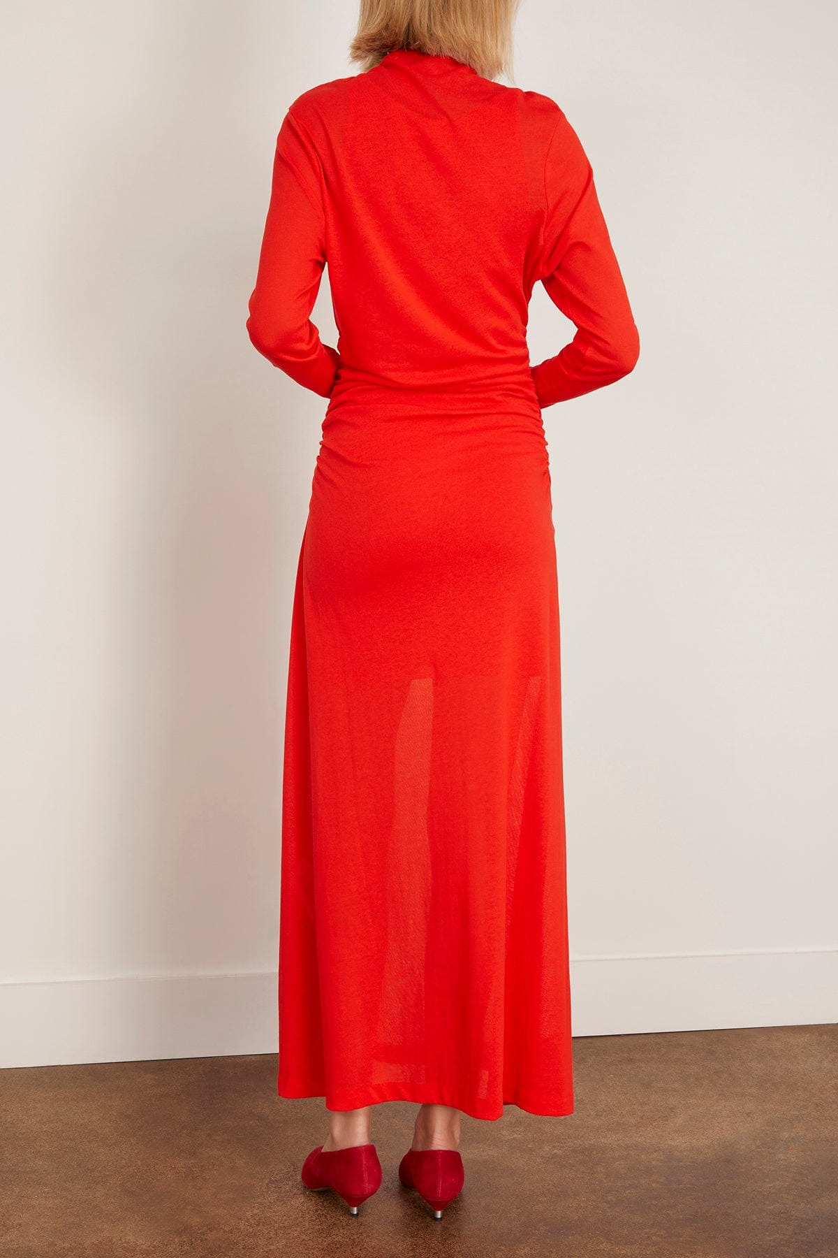 Stage Sheer Organic Cotton Layered Dress in Scarlet - 4