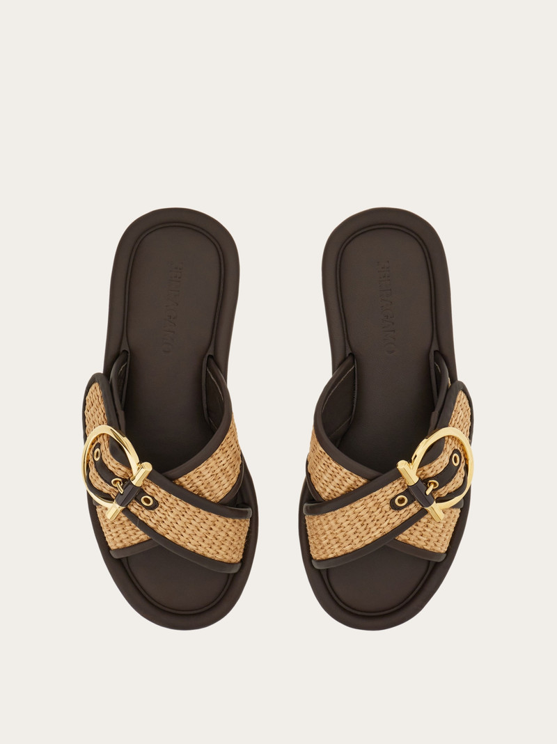 FERRAGAMO Double strap Gancini ornament slide outlook