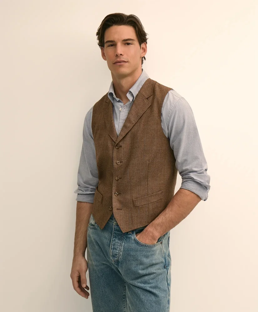 Classic Fit Wool Glen Plaid Suit Vest - 1