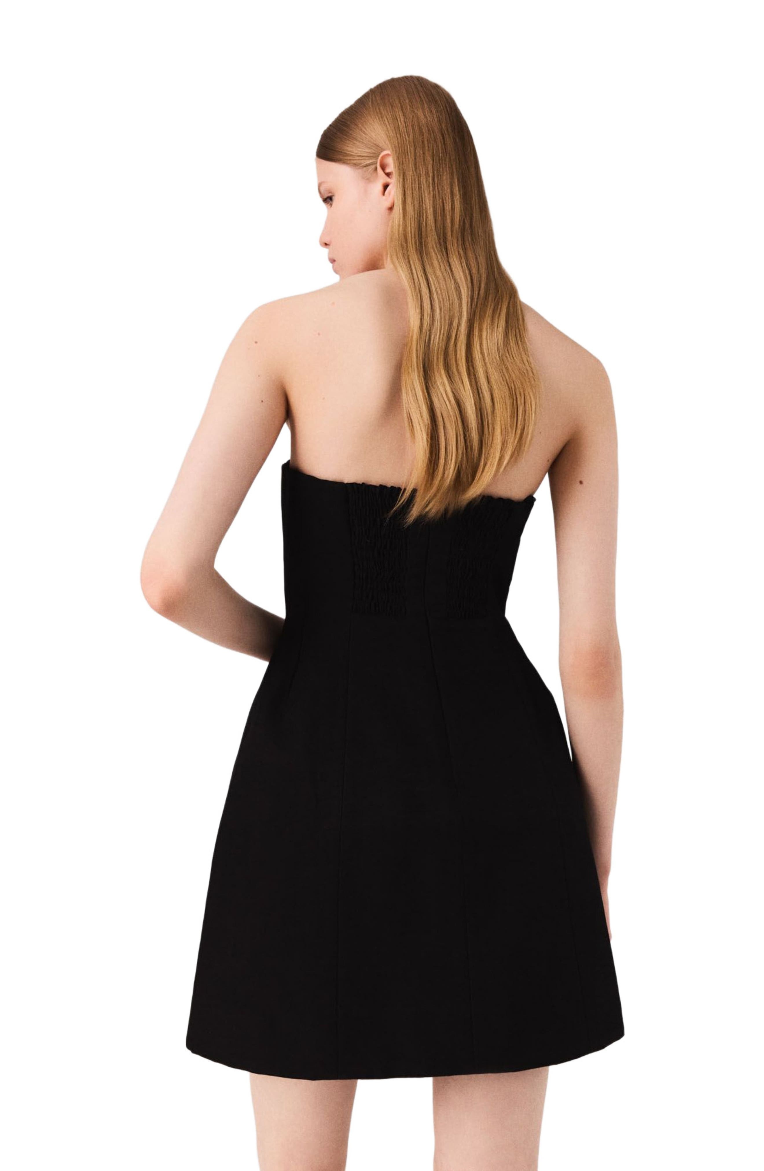 maje Short strapless linen dress in Black at Nordstrom - 2