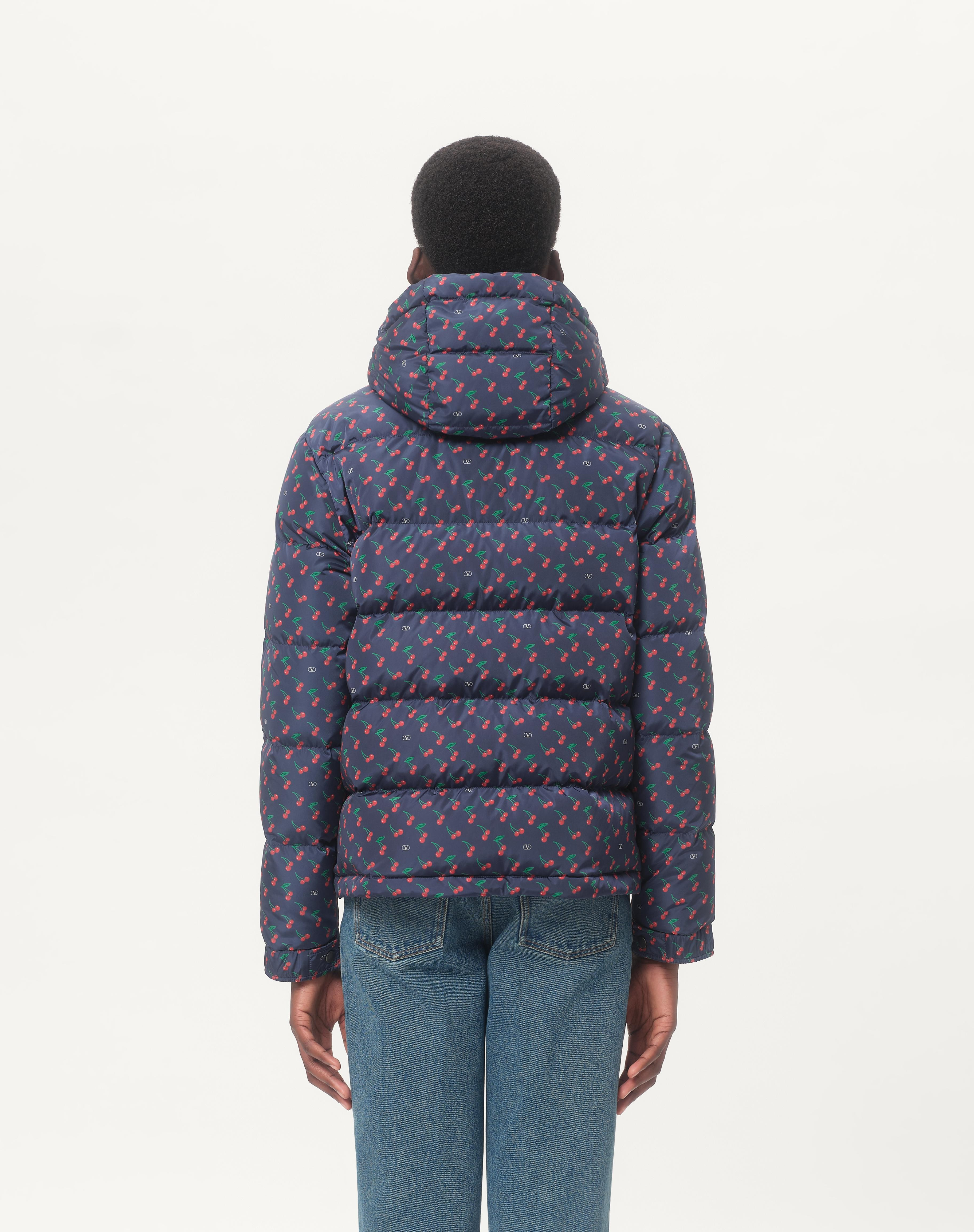 NYLON HOODED DOWN JACKET WITH CHERRYFIC PRINT - 7