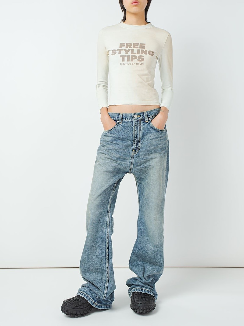 デニム・ジーパン BALENCIAGA JAPANESE DENIM FLARED JEANS BALENCIAGA | Flared Japanese Denim Jeans | Women | Lane Crawford