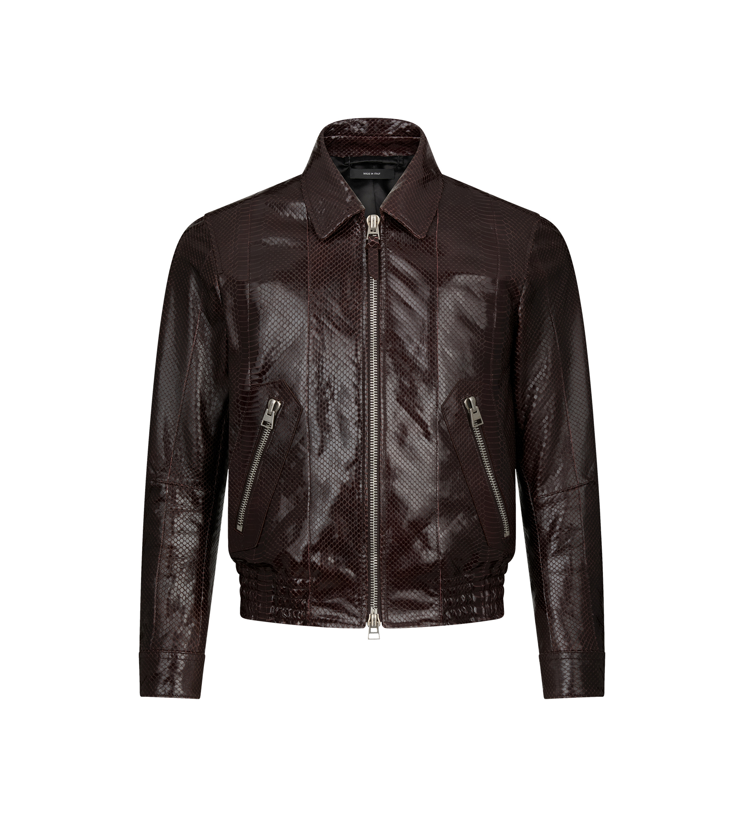 PATENT PRINTED PYTHON COLLAR BLOUSON - 1