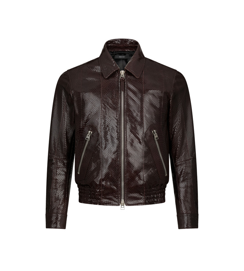 PATENT PRINTED PYTHON COLLAR BLOUSON 1