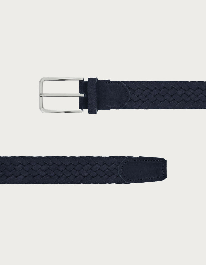 Canali BRAIDED SPLIT LEATHER BELT IN NAVY BLUE outlook