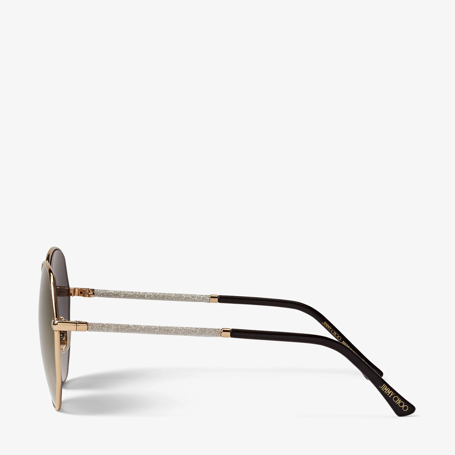 Devan
Rose Gold Aviator Sunglasses with Silver Glitter - 2