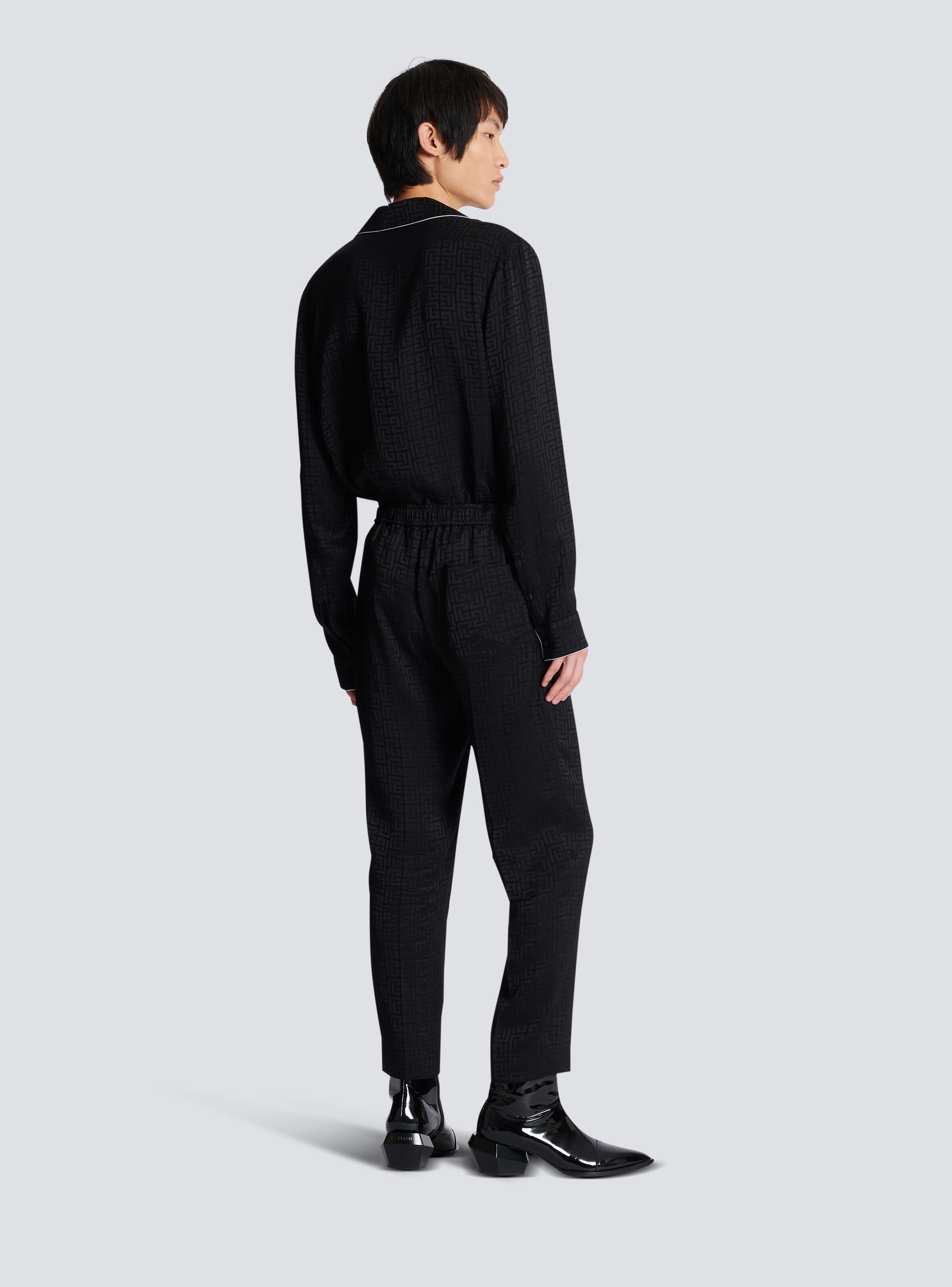 Satin monogram jacquard trousers - 4