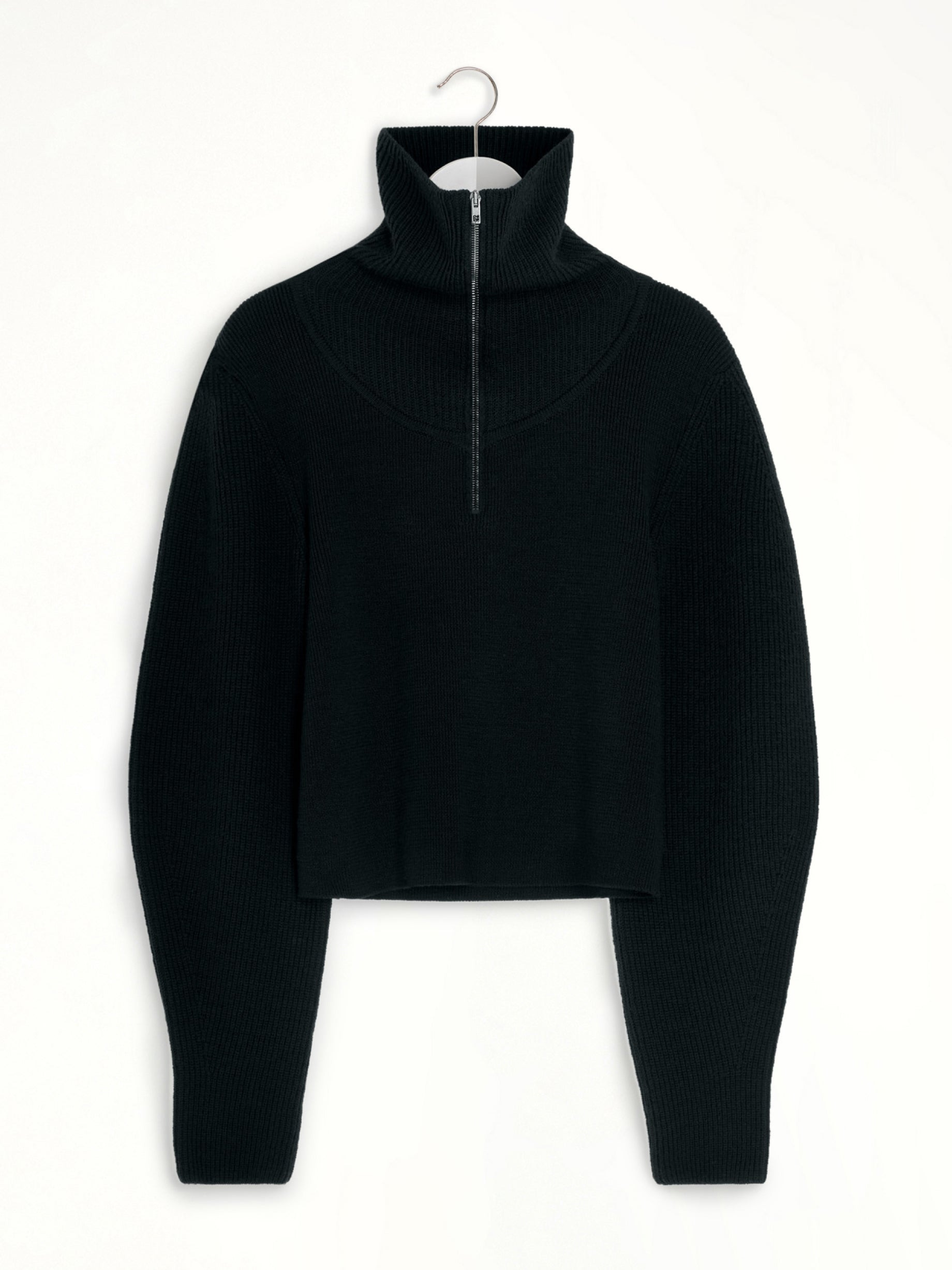 Zipped Sweater in Black - 2
