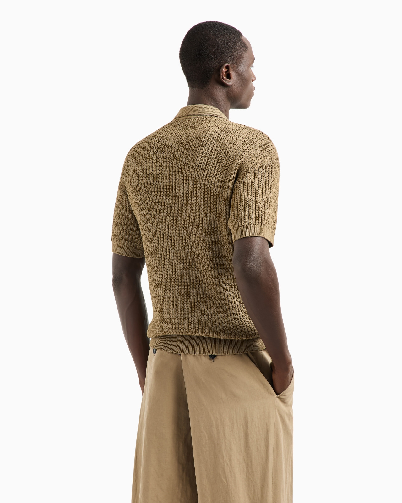 SHORT-SLEEVED POLO SHIRT IN A RIBBED VISCOSE BLEND - 3
