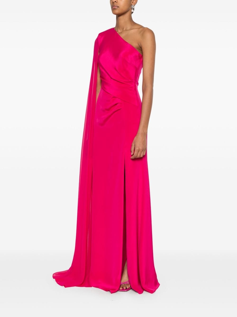 asymmetric silk gown - 3