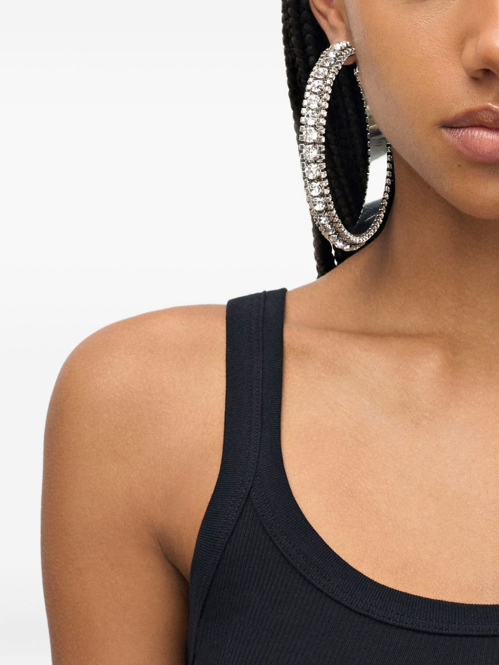 large crystal-embellished hoop earrings - 2