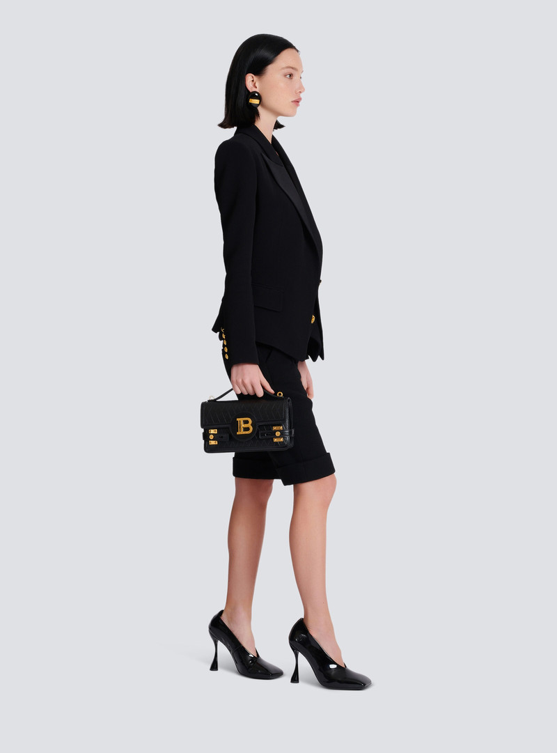 Balmain B-Buzz Shoulder 24 bag in grid-embossed calfskin outlook