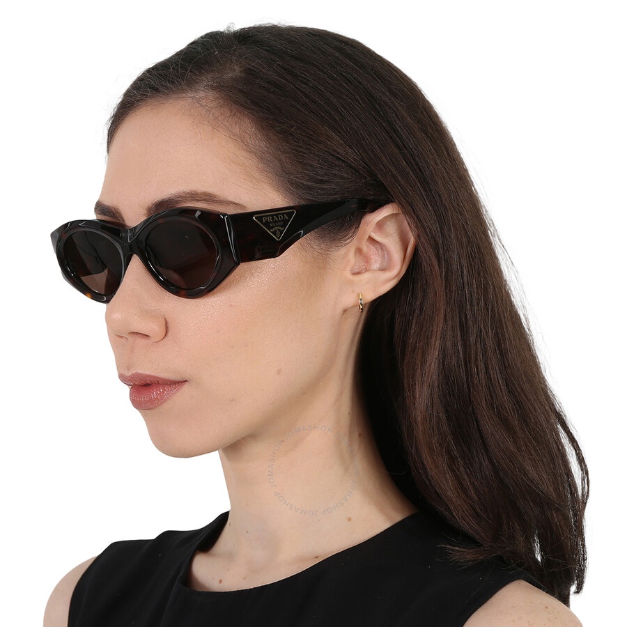 New Authentic Prada PR 20ZS Dark Brown Oval Ladies Sunglasses – 2AU06B 53 Prada PR 20ZS 2AU06B Tortoise Plastic Oval Sunglasses Brown  main image 4