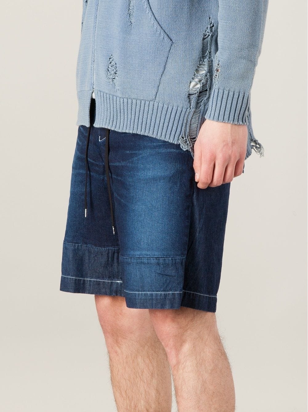 drawstring denim shorts - 3