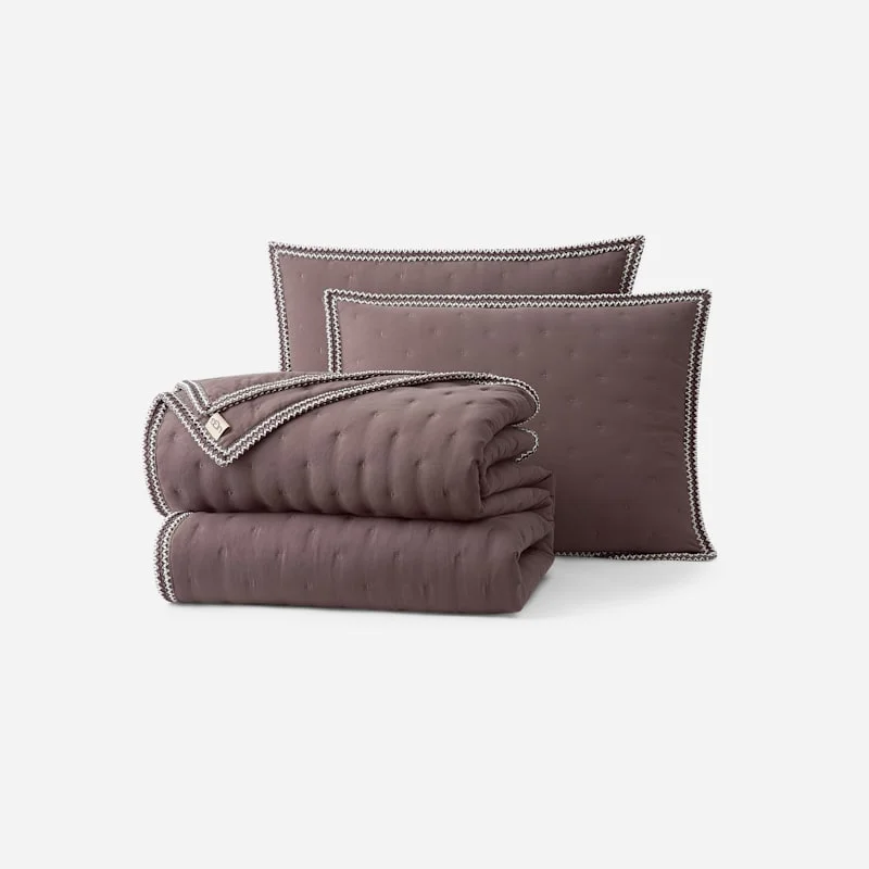Devon UGG®braid Quilt Set F/Q Polyester Bedding in Burnt Cedar - 1