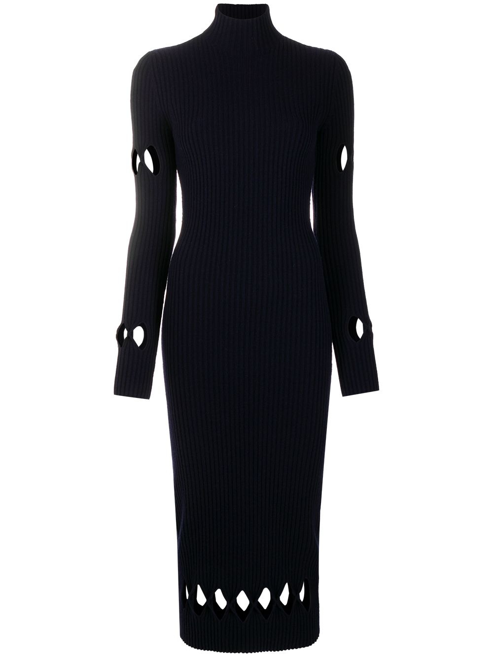 cut-out ribbed mid-length dress - 1