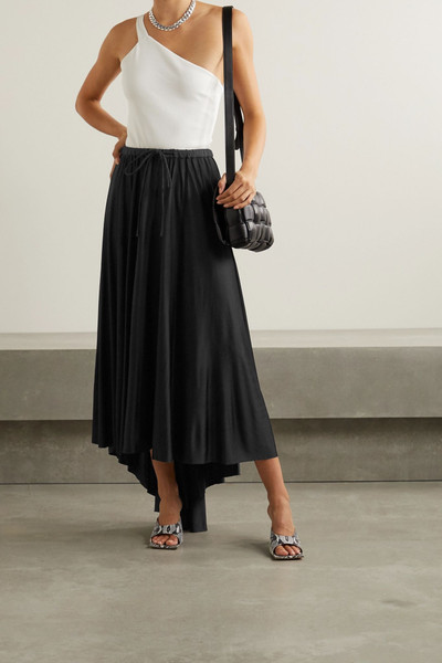 Proenza Schouler Asymmetric gathered satin-jersey midi skirt outlook